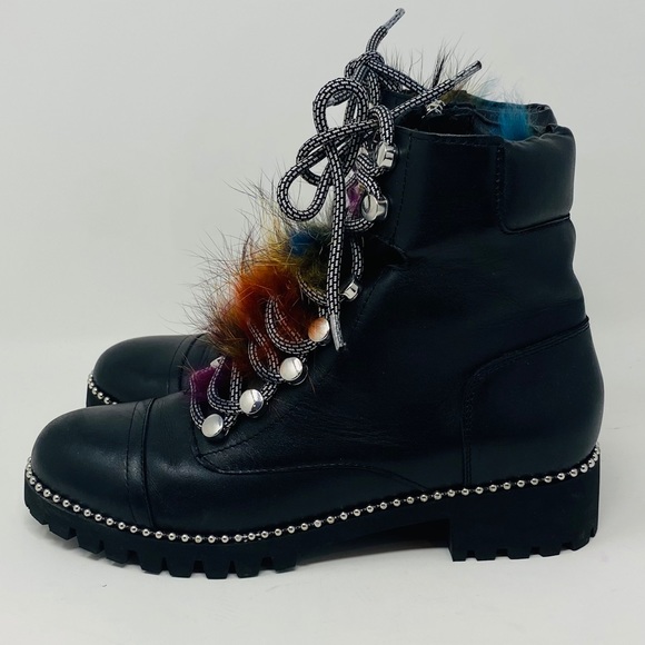 CECELIA* Black Fox Fur TREKKER Boots**US 6.5 $290 - Picture 5 of 7